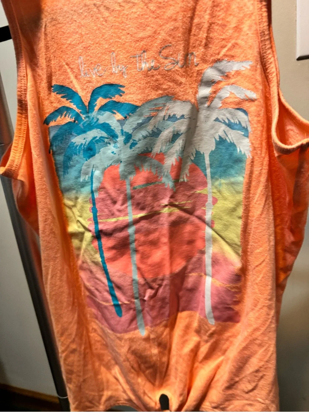 OshKosh B'gosh Peach Palm Tree Graphic Knot Tank Top